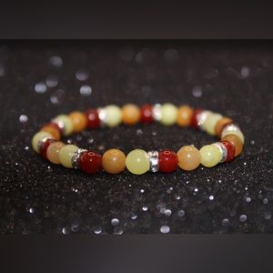Red and yellow jade bracelet